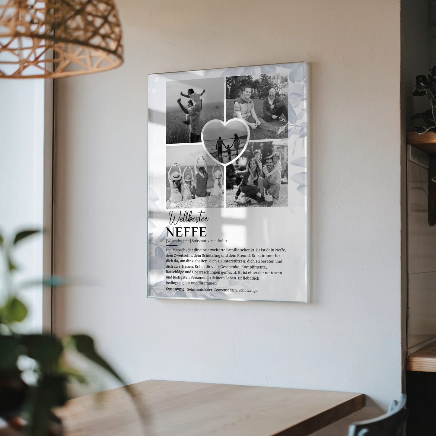 Personalisiertes Acrylglas Bild Definition Neffe 5 Fotos Schwarz Weiß