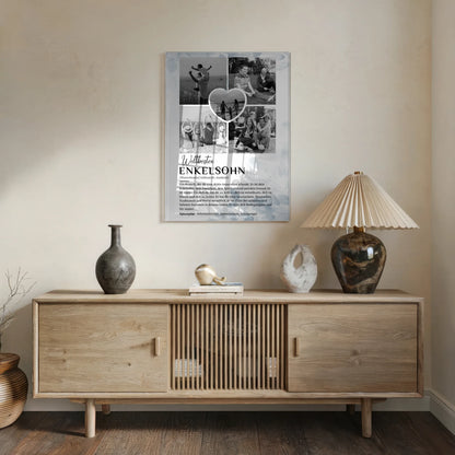 Acrylglas Bild personalisiert Definition Enkelsohn 5 Fotos Black White Floral Blau