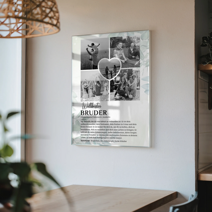 Personalisiertes Acrylglas Bild Definition Bruder 5 Fotos Schwarz Weiß