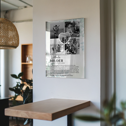 Personalisiertes Acrylglas Bild Definition Bruder 5 Fotos Schwarz Weiß