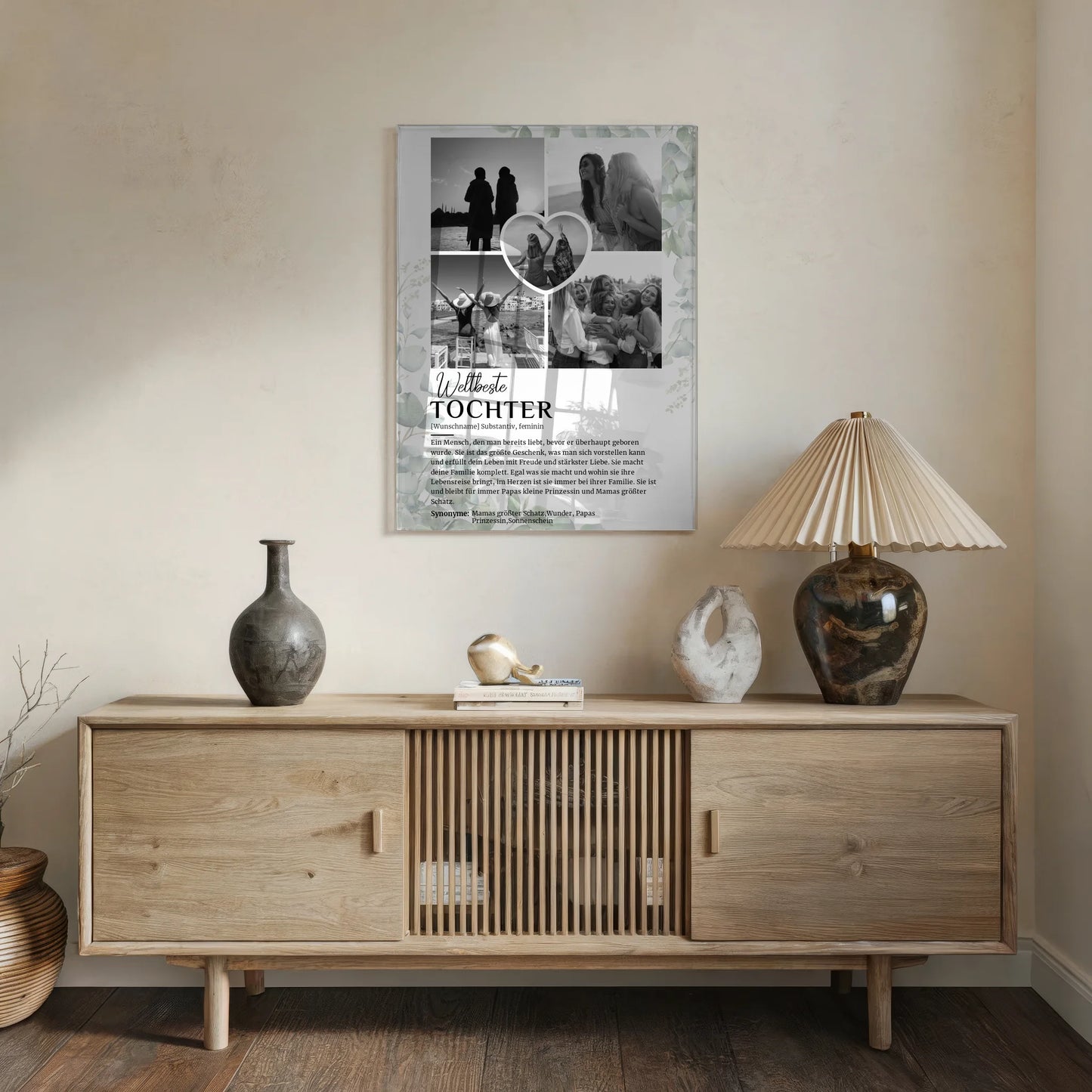 Personalisiertes Acrylglas Bild Definition Tochter 5 Fotos Black White