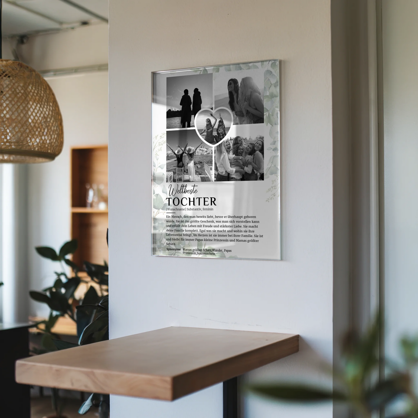 Personalisiertes Acrylglas Bild Definition Tochter 5 Fotos Black White