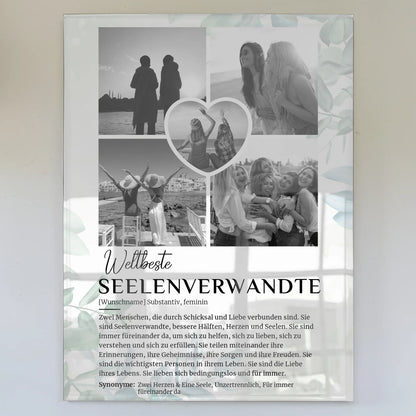 Personalisiertes Acrylglas Bild Seelenverwandte 5 Fotos Schwarz Weiß