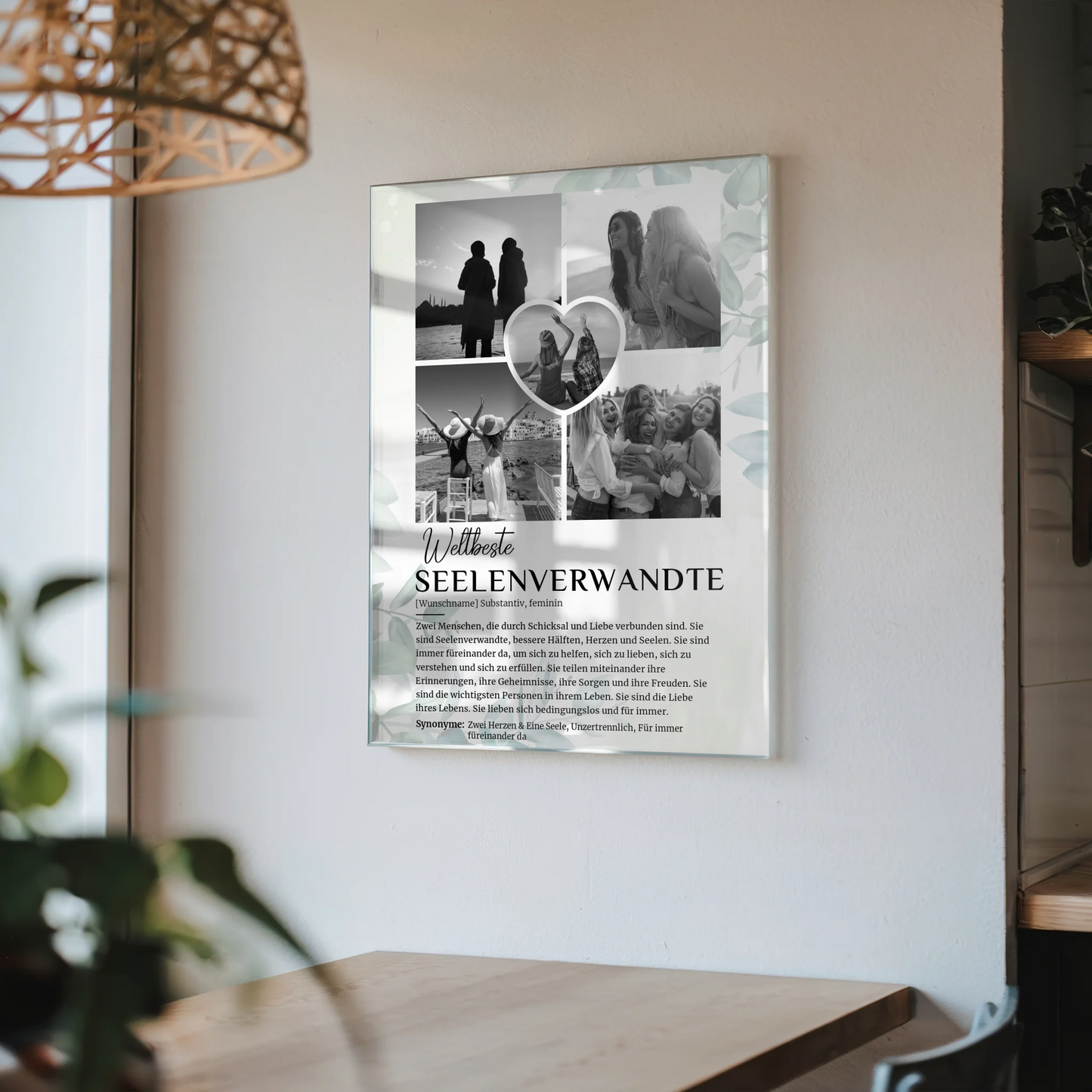 Personalisiertes Acrylglas Bild Seelenverwandte 5 Fotos Schwarz Weiß