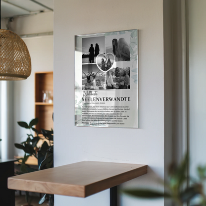 Personalisiertes Acrylglas Bild Seelenverwandte 5 Fotos Schwarz Weiß