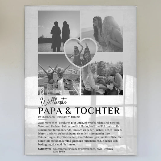 Acrylglas Bild Personalisiert Definition Papa Tochter 5 Fotos Grau Vintage