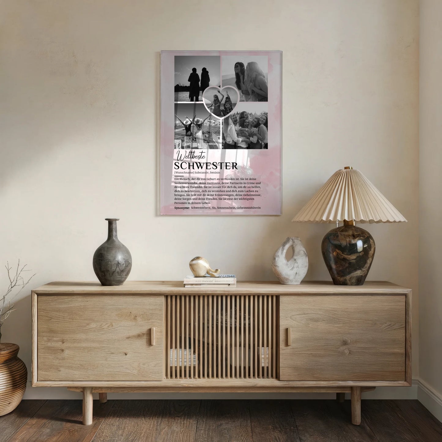 Personalisiertes Acrylglas Bild Definition Schwester 5 Fotos Black & White