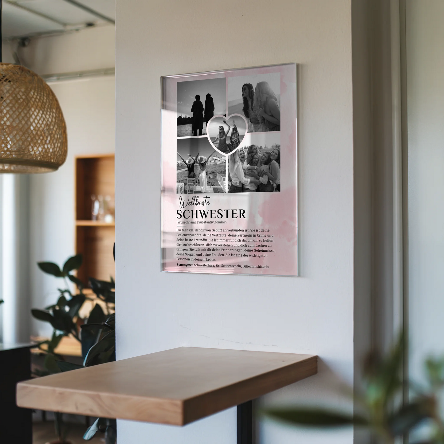 Personalisiertes Acrylglas Bild Definition Schwester 5 Fotos Black & White