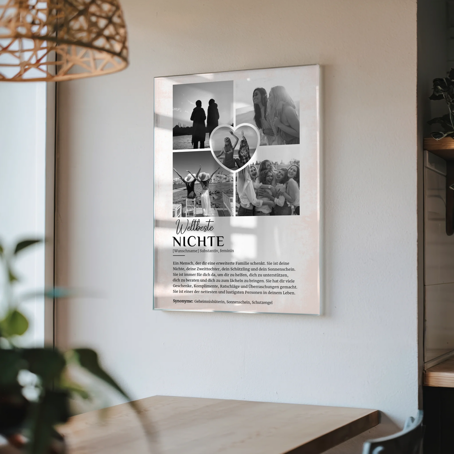 Personalisiertes Acrylglas Bild Definition Nichte 5 Fotos Black White