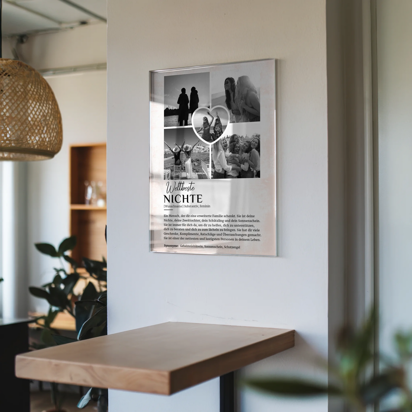 Personalisiertes Acrylglas Bild Definition Nichte 5 Fotos Black White