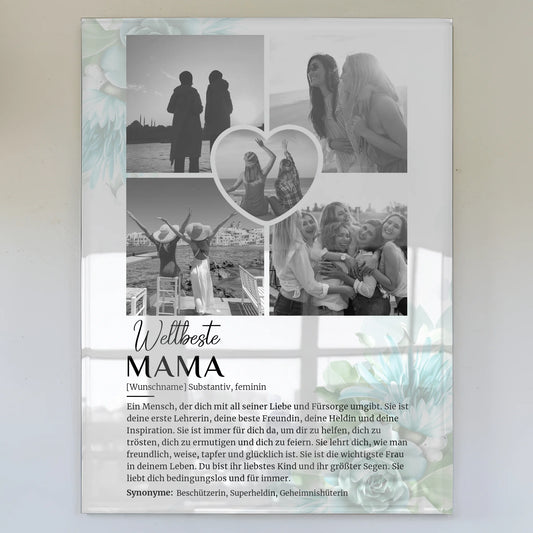 Personalisiertes Acrylglas Bild Definition Mama 5 Fotos Schwarz Weiß
