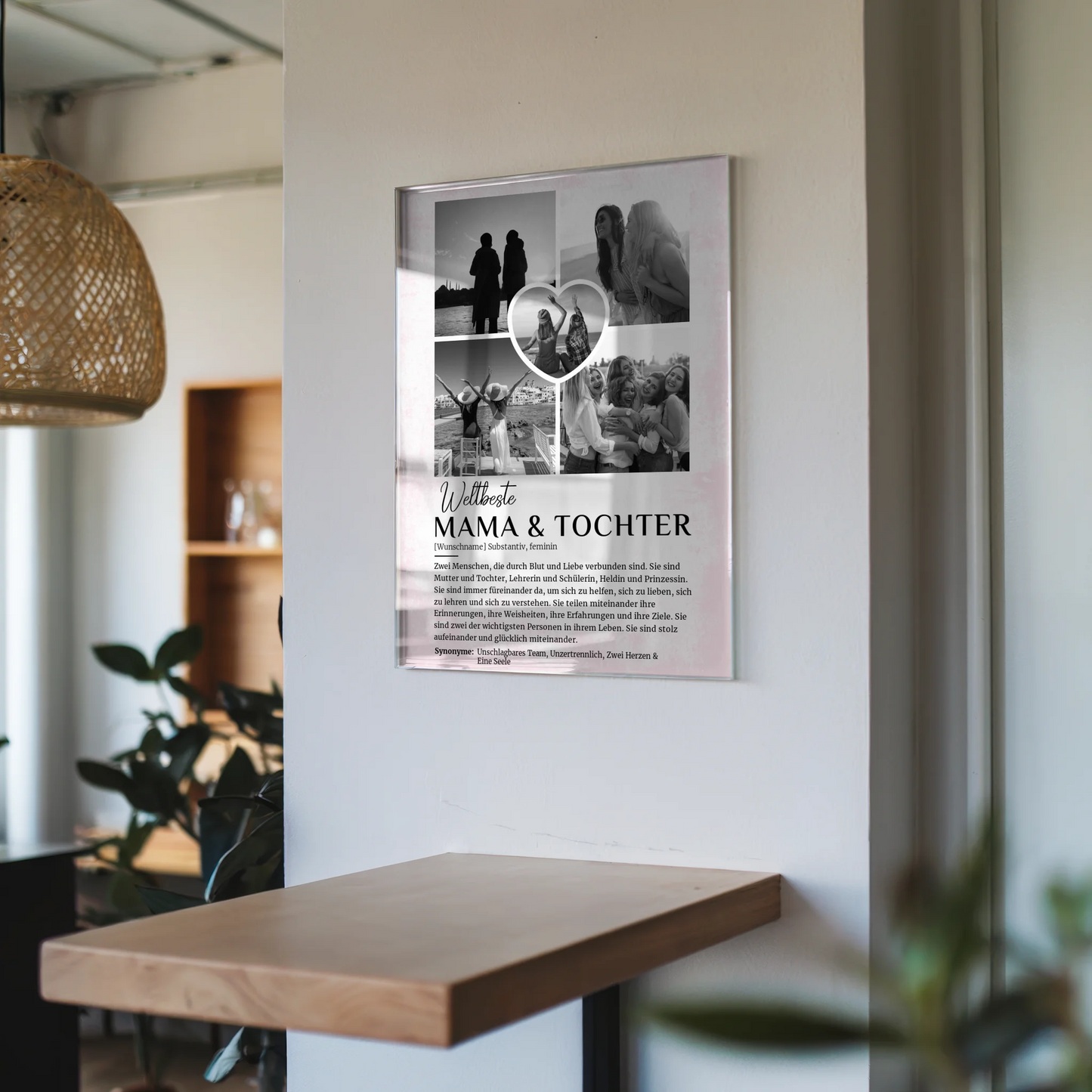 Personalisiertes Acrylglas Bild Mama Tochter 5 Fotos Schwarz Weiß