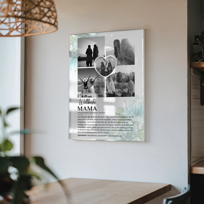 Personalisiertes Acrylglas Bild Definition Mama 5 Fotos Schwarz Weiß