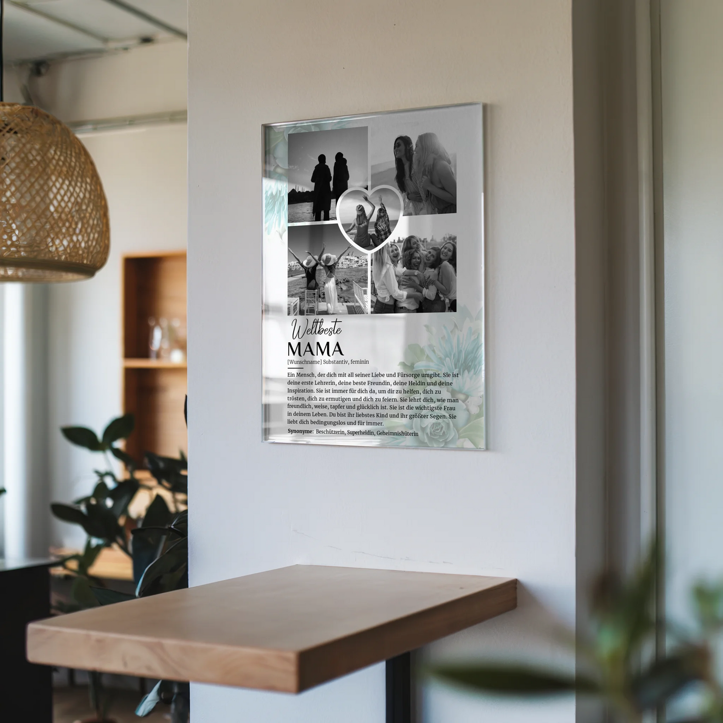 Personalisiertes Acrylglas Bild Definition Mama 5 Fotos Schwarz Weiß