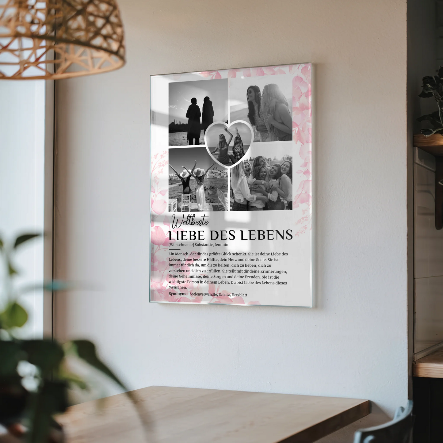 Personalisiertes Acrylglas Bild Definition Liebe des Lebens 5 Fotos Black & White
