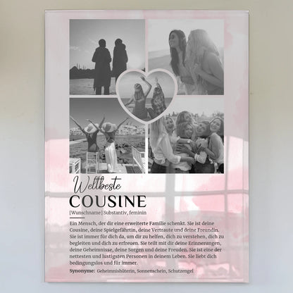 Personalisiertes Acrylglas Bild Definition Cousine 5 Fotos Black & White