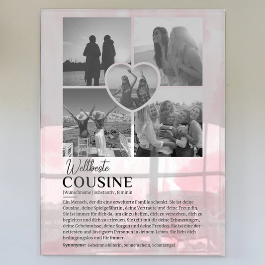 Personalisiertes Acrylglas Bild Definition Cousine 5 Fotos Black & White