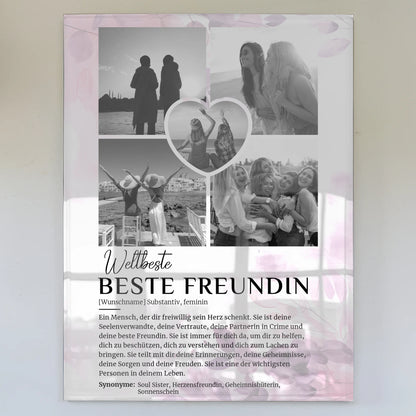 Personalisiertes Acrylglas Bild Beste Freundin 5 Fotos Schwarz Weiß