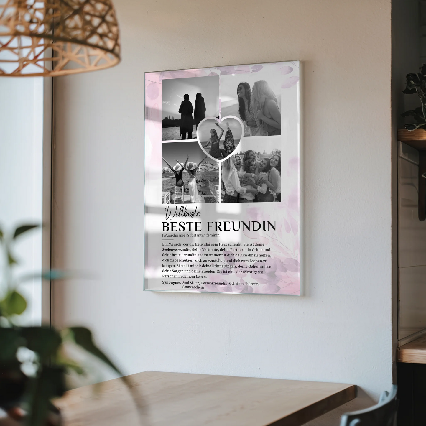Personalisiertes Acrylglas Bild Beste Freundin 5 Fotos Schwarz Weiß