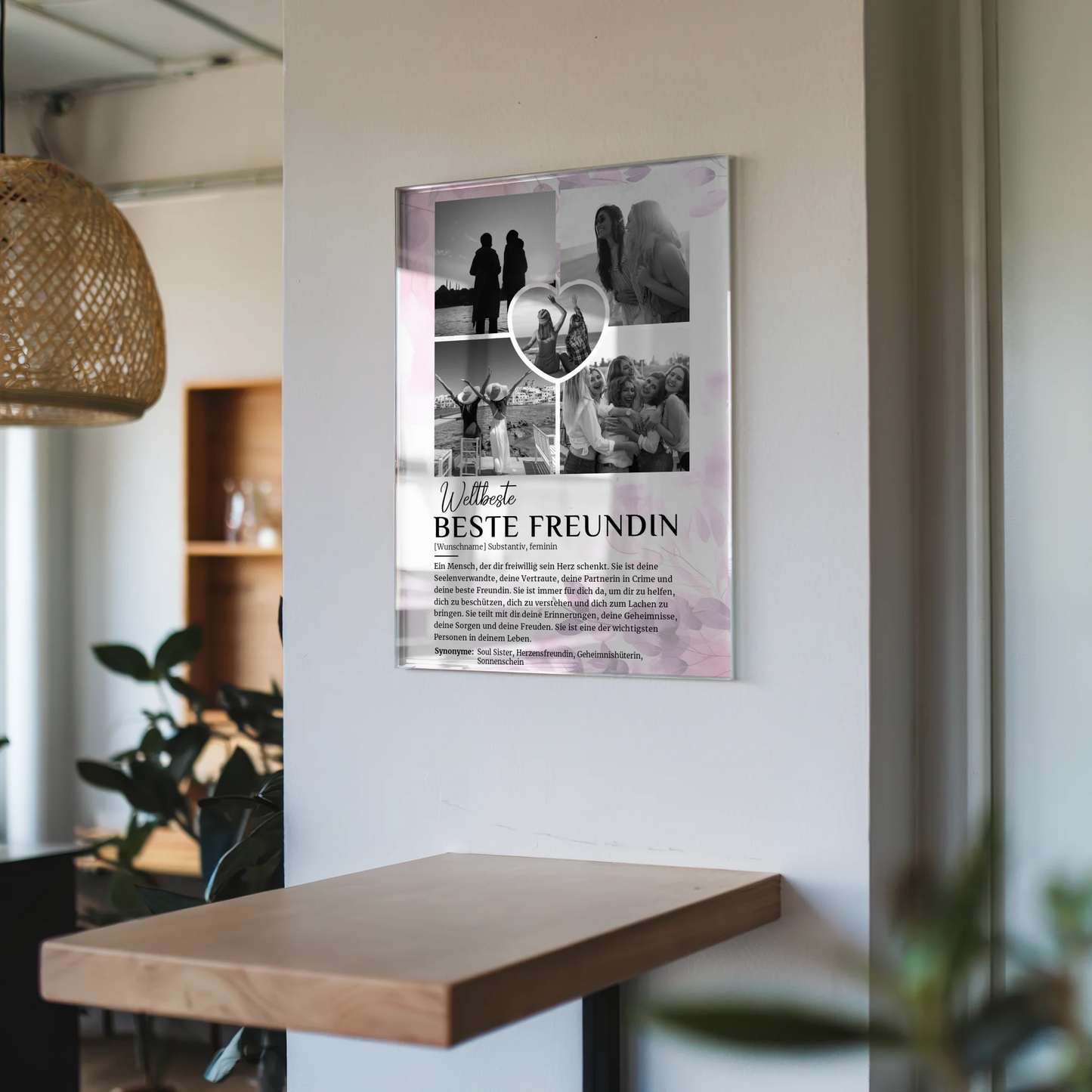 Personalisiertes Acrylglas Bild Beste Freundin 5 Fotos Schwarz Weiß