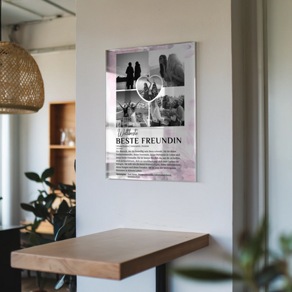 Personalisiertes Acrylglas Bild Beste Freundin 5 Fotos Schwarz Weiß