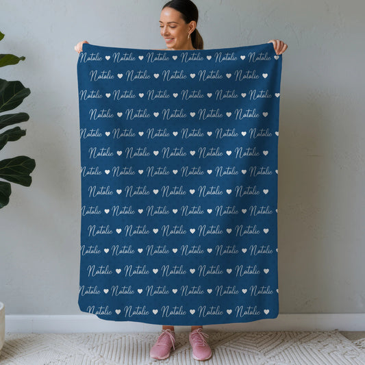 Personalisierte Kuscheldecke Mit Namen Kinderdecke Capriblau