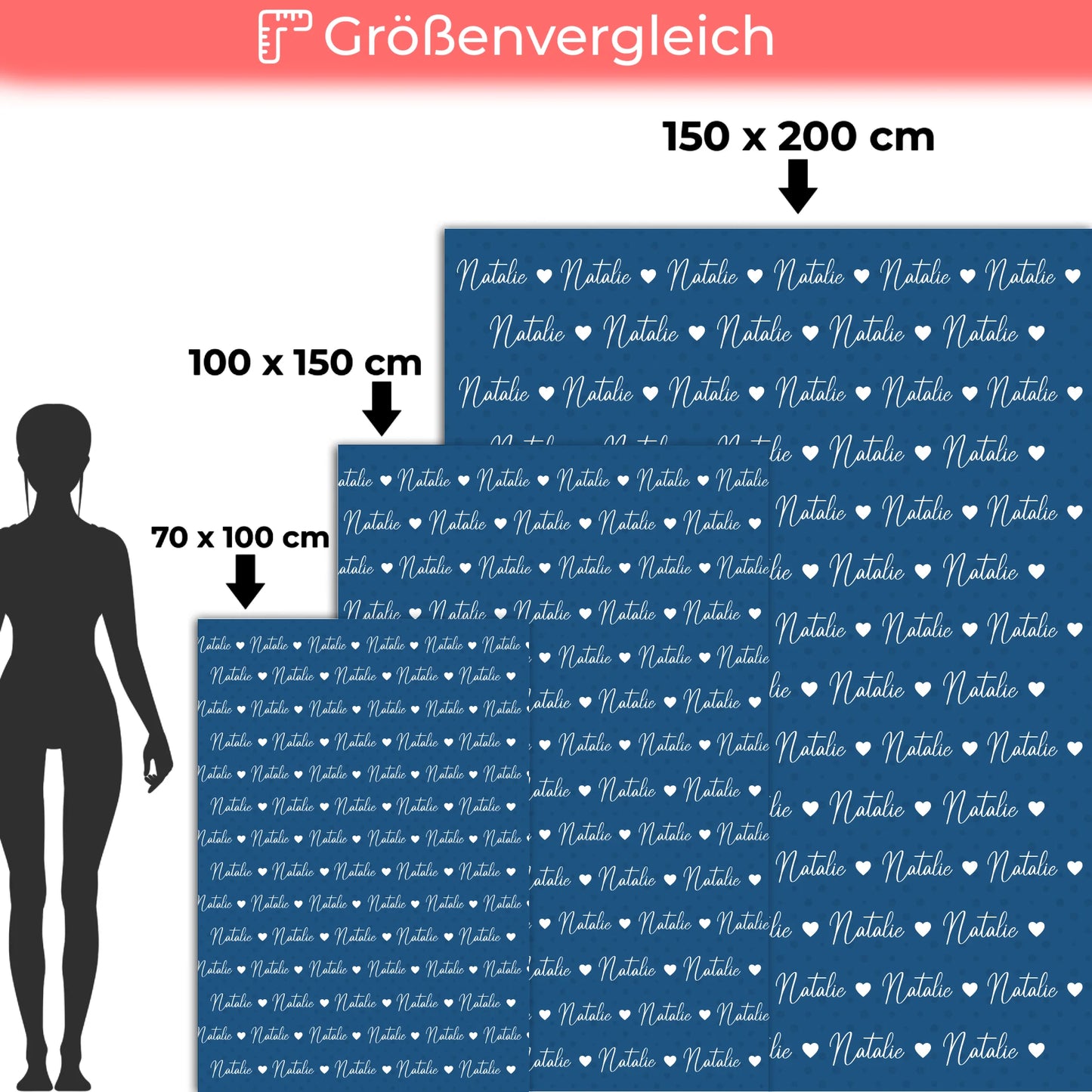 Personalisierte Kuscheldecke Mit Namen Kinderdecke Capriblau