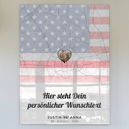 Personalisiertes Acrylglas Bild Paare Stadtkarte Foto USA Wunschtext