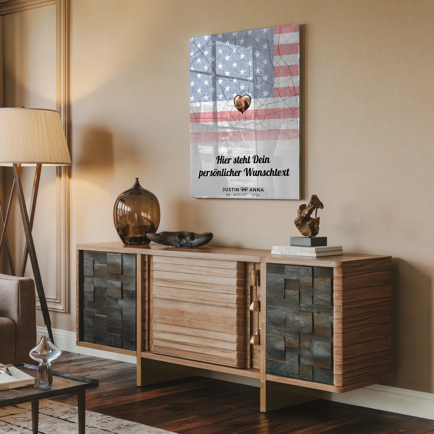 Personalisiertes Acrylglas Bild Paare Stadtkarte Foto USA Wunschtext