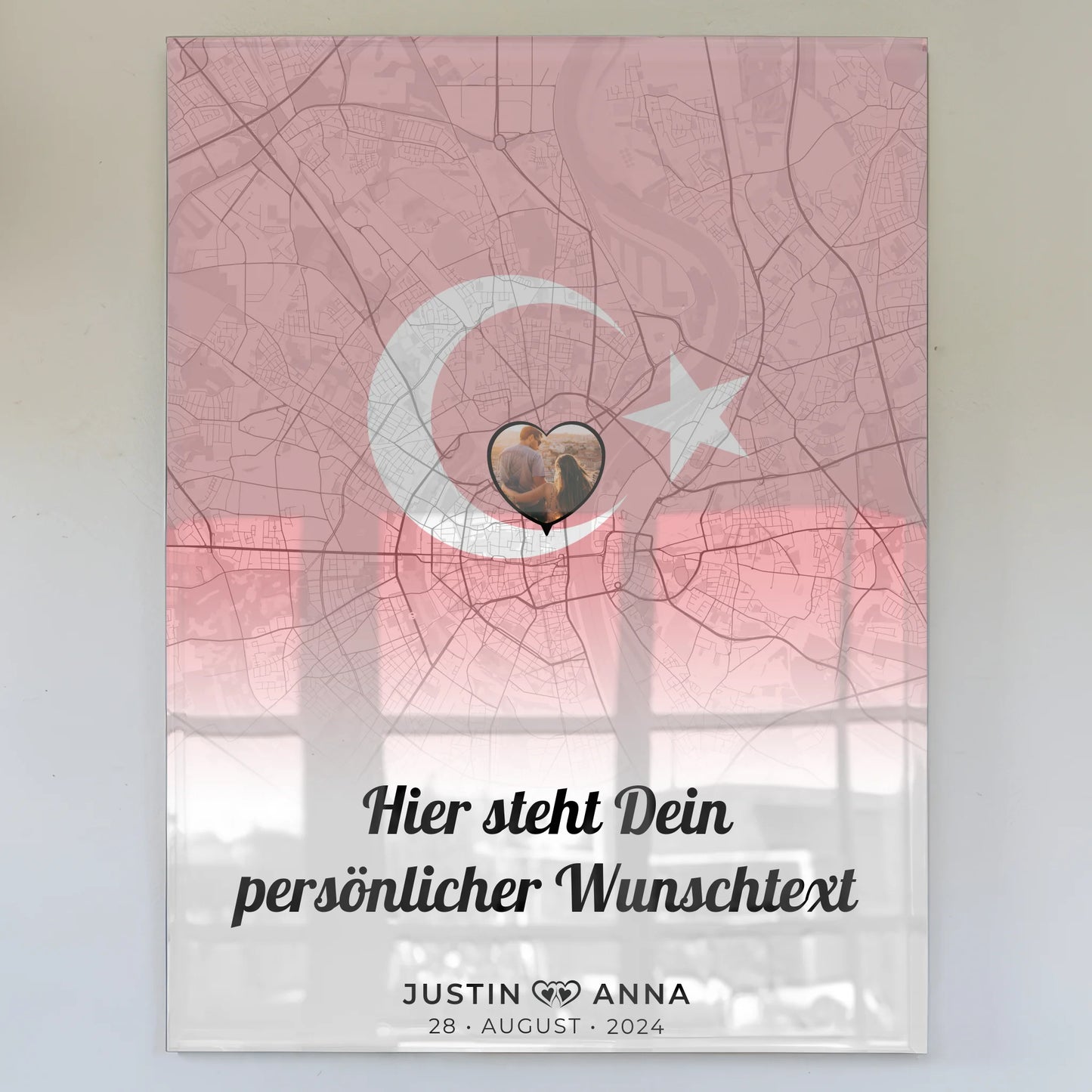 Personalisiertes Acrylglas Bild für Paare Stadtkarte Türkei