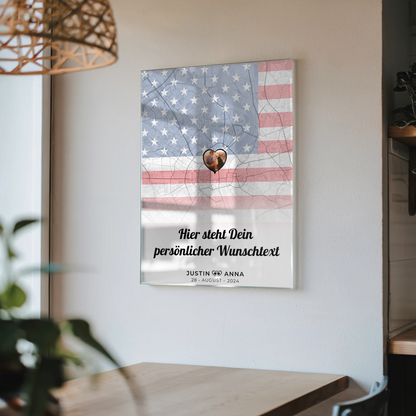 Personalisiertes Acrylglas Bild Paare Stadtkarte Foto USA Wunschtext