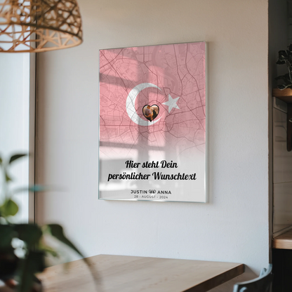 Personalisiertes Acrylglas Bild für Paare Stadtkarte Türkei