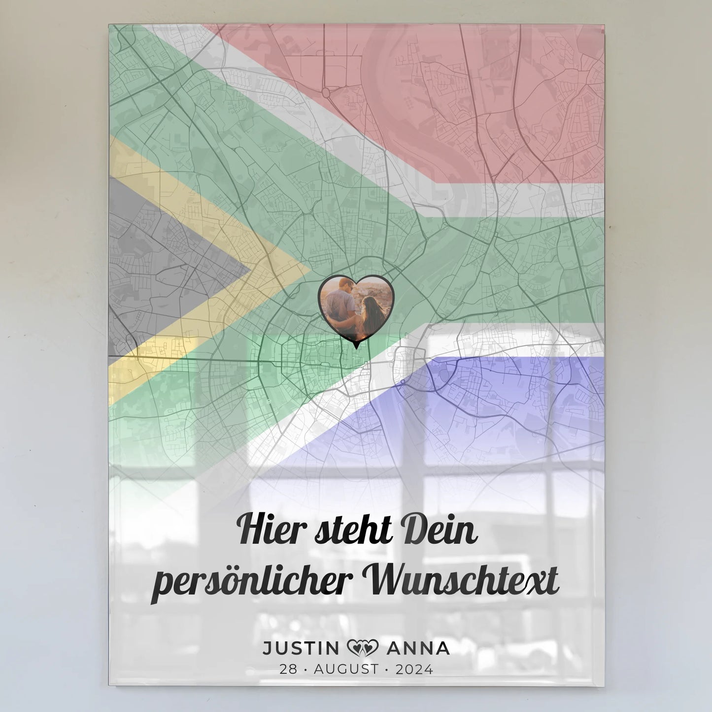 Personalisiertes Acrylglas Bild Stadtkarte für Paare Südafrika
