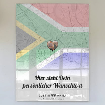 Personalisiertes Acrylglas Bild Stadtkarte für Paare Südafrika