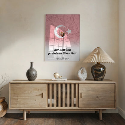 Personalisiertes Acrylglas Bild für Paare Stadtkarte Türkei