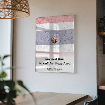 Personalisiertes Acrylglas Bild Paare Stadtkarte Foto Thailand Wunschtext