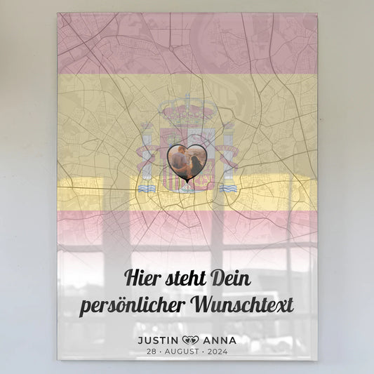 Personalisiertes Acrylglas Bild Stadtkarte Spanien für Paare