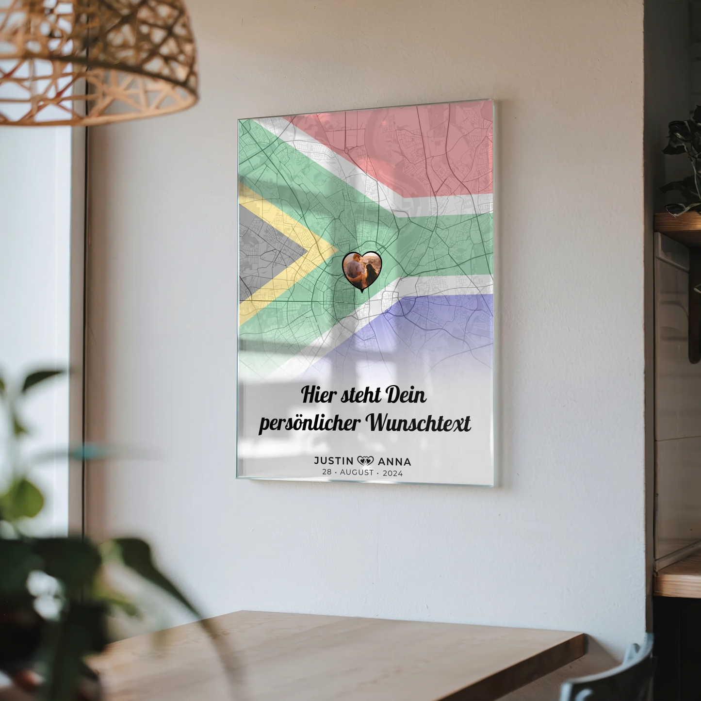 Personalisiertes Acrylglas Bild Stadtkarte für Paare Südafrika