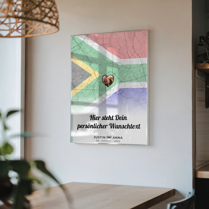 Personalisiertes Acrylglas Bild Stadtkarte für Paare Südafrika