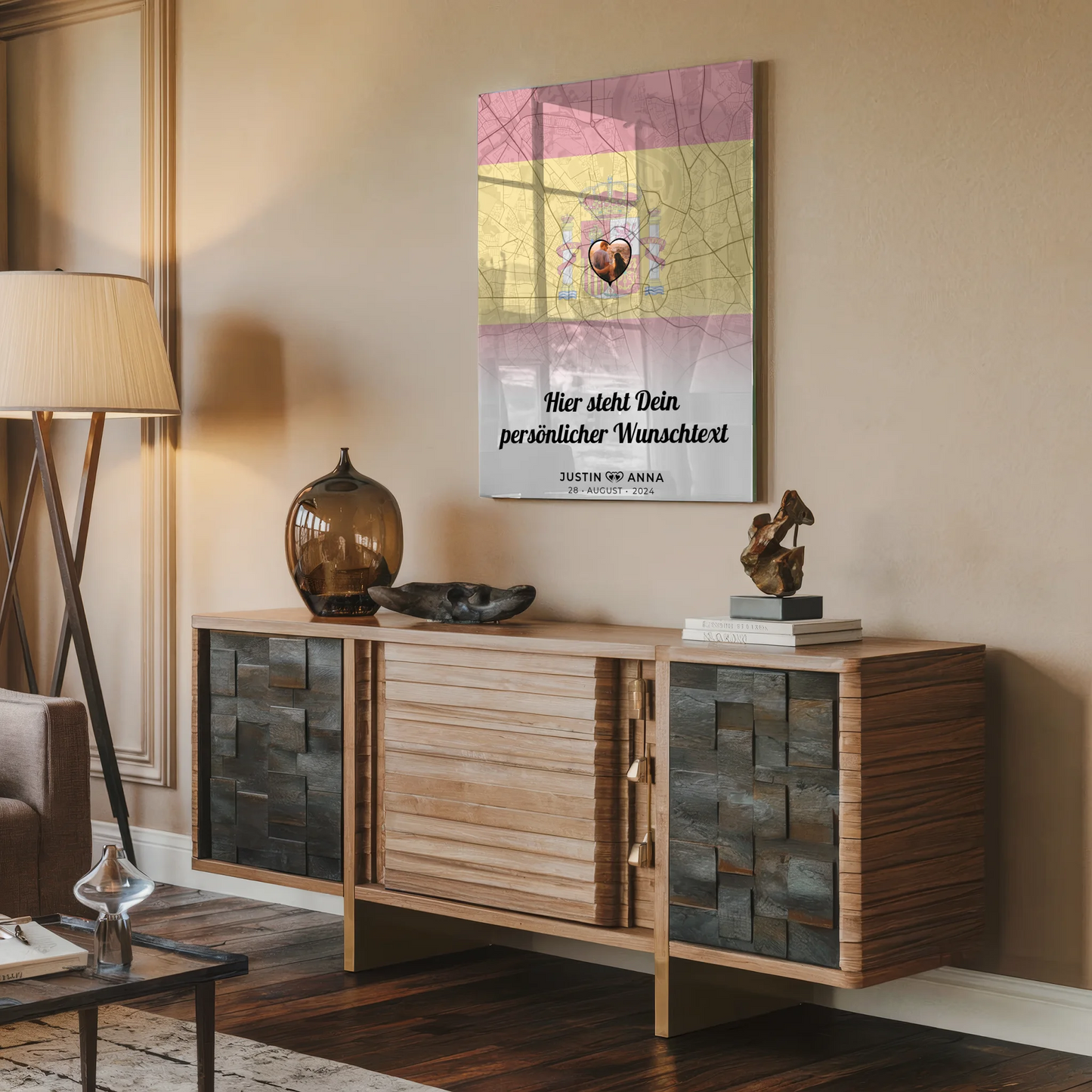 Personalisiertes Acrylglas Bild Stadtkarte Spanien für Paare