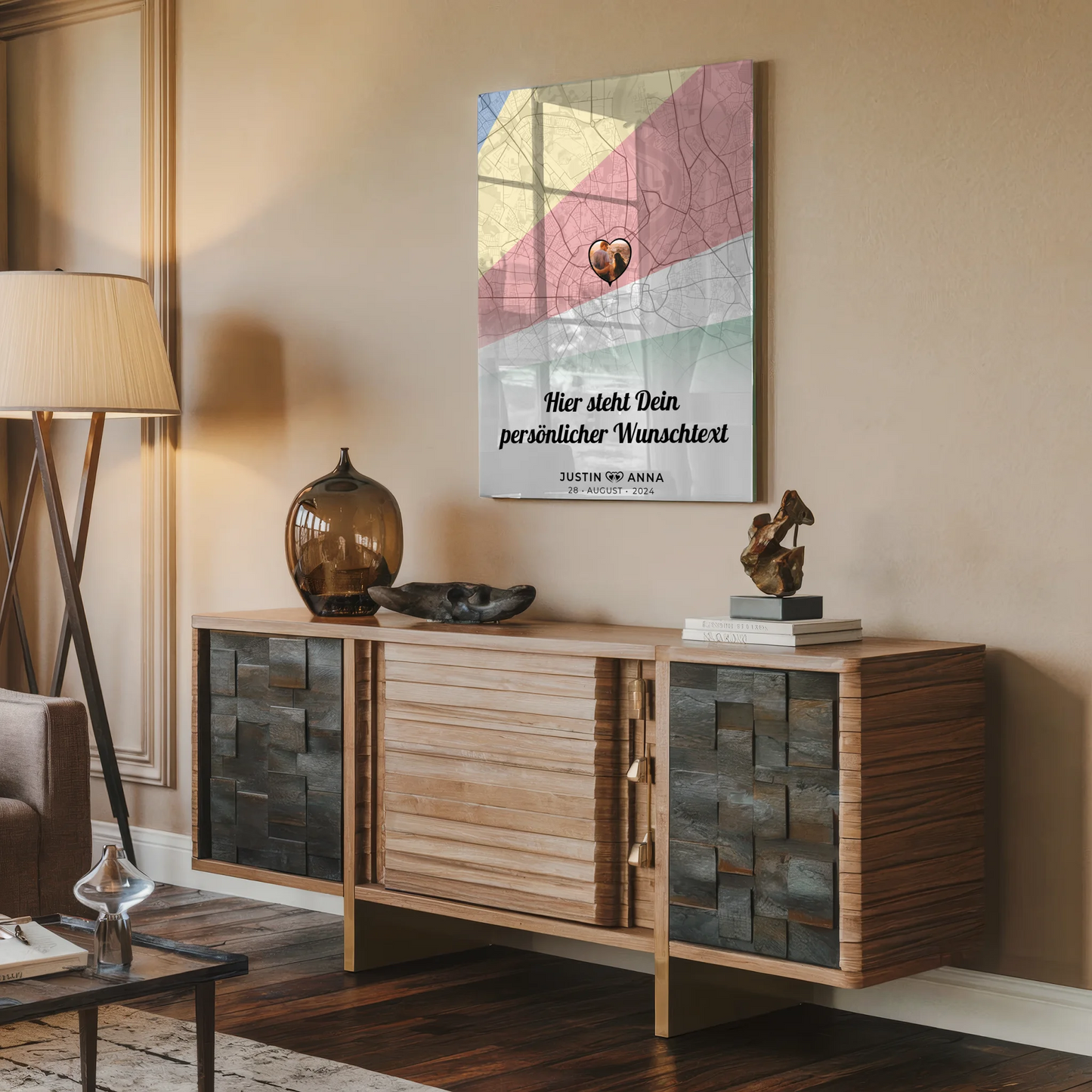 Personalisiertes Acrylglas Bild Paare Stadtkarte Seychellen Wunschtext