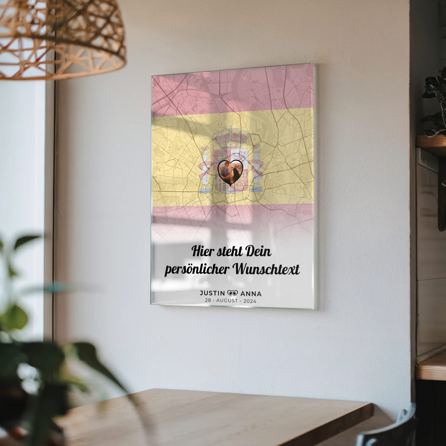 Personalisiertes Acrylglas Bild Stadtkarte Spanien für Paare