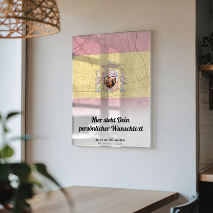 Personalisiertes Acrylglas Bild Stadtkarte Spanien für Paare