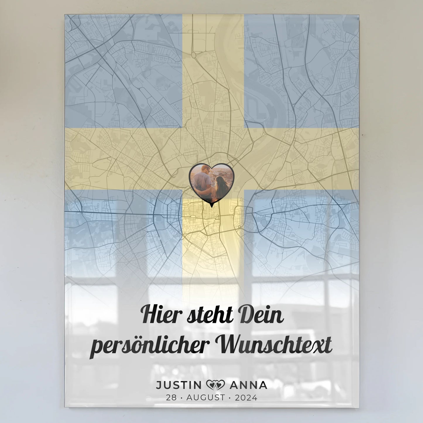 Personalisiertes Acrylglas Bild Paare Stadtkarte Schweden