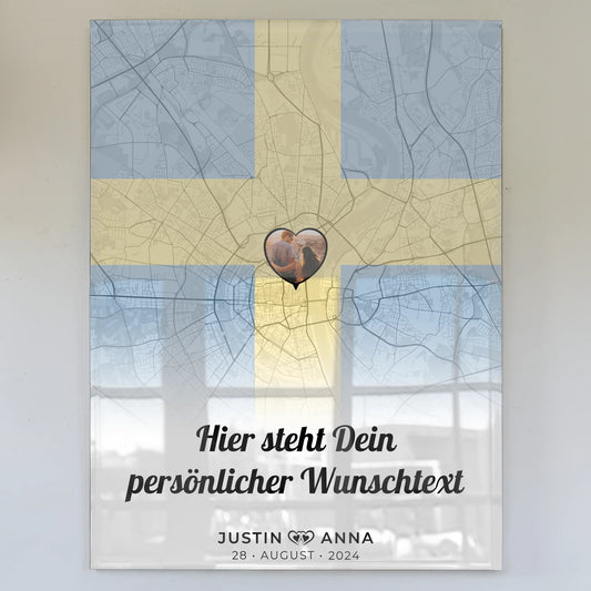 Personalisiertes Acrylglas Bild Paare Stadtkarte Schweden