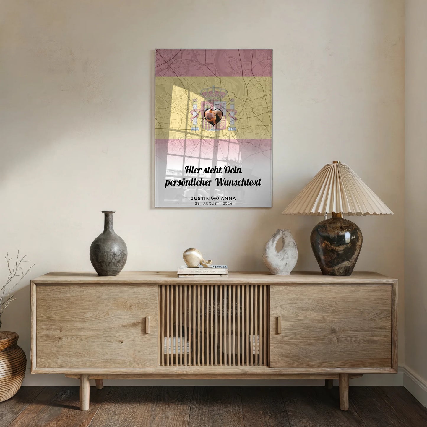 Personalisiertes Acrylglas Bild Stadtkarte Spanien für Paare