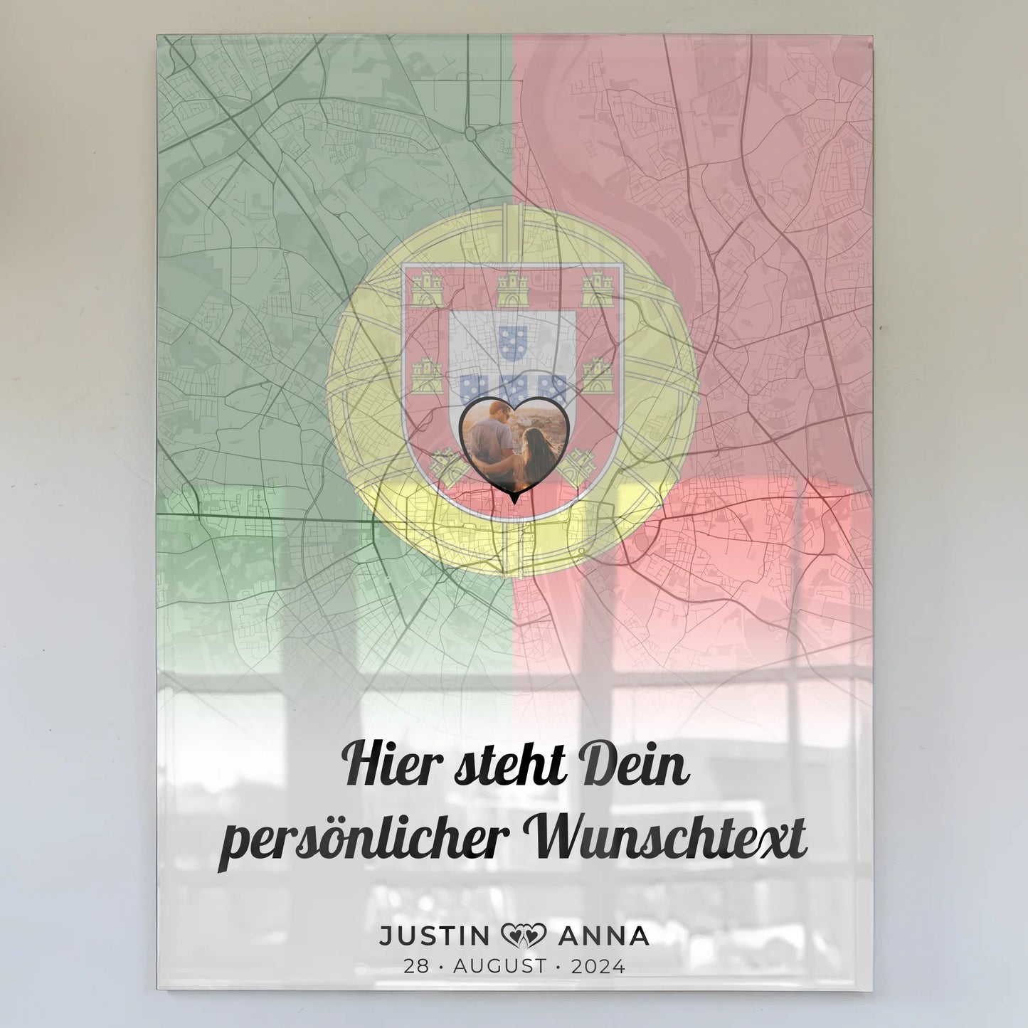 Personalisiertes Acrylglas Bild für Paare Stadtkarte Portugal