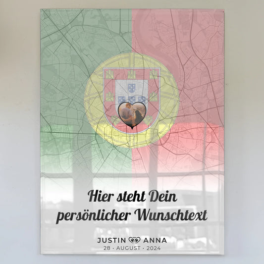 Personalisiertes Acrylglas Bild für Paare Stadtkarte Portugal