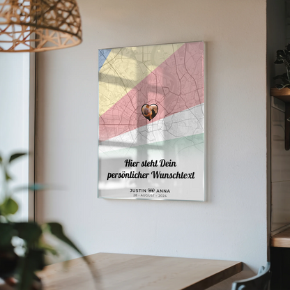 Personalisiertes Acrylglas Bild Paare Stadtkarte Seychellen Wunschtext