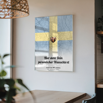 Personalisiertes Acrylglas Bild Paare Stadtkarte Schweden